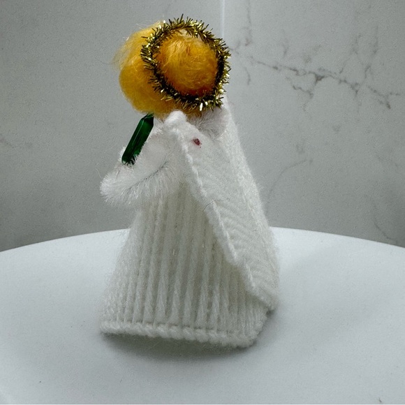 VTG Kitschy Christmas Plastic Canvas Angel Mini Tree Topper Ornament 4" High - Picture 3 of 8